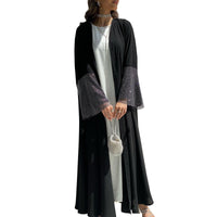 MQ085 Cardigan Abaya Muslim Cross-border Stretch Diamond Mesh Robe