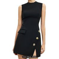 New Womens Solid-color Sleeveless Loose-fit Cropped Dress