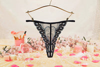 Women's Sheer Mesh Embroidered Peacock Tail Simple Briefs