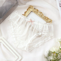 Mid Waist Japanese Sweet Mesh Black Underwear
