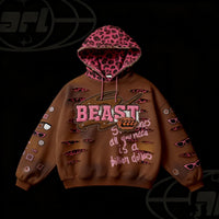Retro-printed Long-sleeve Pullover Hoodie