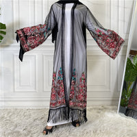 Women's Cardigan Embroidered Mesh Gown