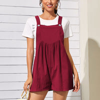 Summer Women's Cotton Linen Sleeveless Jumpsuit