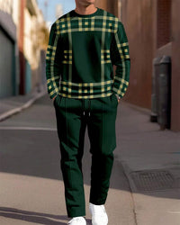 Fashion Men's Casual Sporty Round Neck Sweatshirt And Pants Two-piece Set