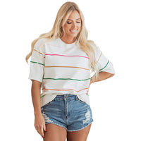 Color Contrast Patchwork Round Neck Sweater