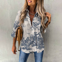 Women's Casual Digital Printing Large Upper Garment Shirt