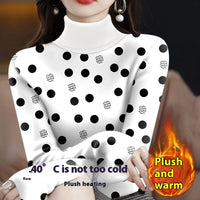 Fleece-lined Thickened Turtleneck Bottoming Shirt For Women
