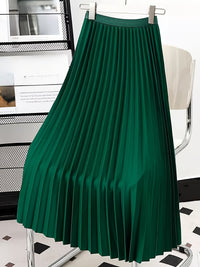 Fashion Women Solid Color Pleated Skirt Female