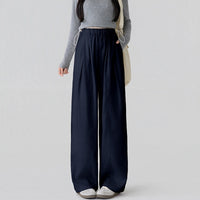 Lyocell Tencel Linen Drawstring-Neck Loose Fit Wide-Leg Pants