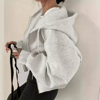 Simple Temperament Hoodie With Drawstrings Design Sense Loose Long Sleeve Sweatershirt Cardigan Coat