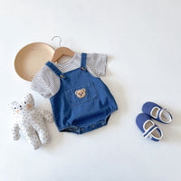 Korean Version Of Children's Bear Jeans Strap Shorts