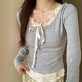Women's Top With Chest Pad And Wooden Ear Fake Two-piece T-shirts