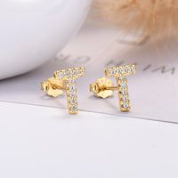 26-letter Zircon Earrings  Uppercase Letters
