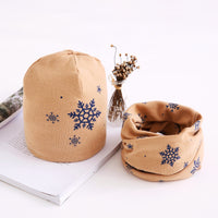 Baby Cartoon Printed Cotton Scarf Hat Set