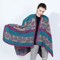 Autumn And Winter Women's Jacquard Split Shawl Flower Cloak
