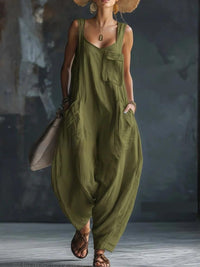 Women's Casual Versatile Solid Color Loose Jumpsuit