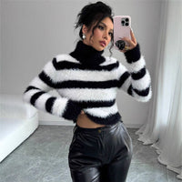 Women's Turtleneck Striped Sweater Top