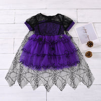 Girls' Halloween Mesh Cake Short Sleeve Dress