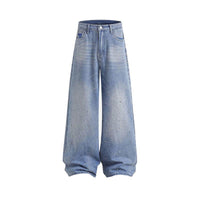 Rhinestone-embellished Relaxed-fit Jeans Casual Soft Denim Trousers