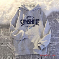 Retro Alphabet Printed Hoodie Fleece Padded Coat