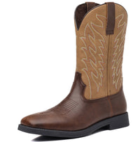 High Embroidery Vintage Engraving Stitching Wide Head Western Cowboy Boot