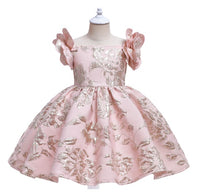 Jacquard Embroidered Shoulder Flowers Retro European And American Girls Children's Dresses