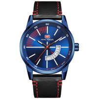 Mens Sports Watch With Calendar Luminous Display Waterproof And Genuine Leather Strap