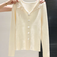 Gentle-style Lace Doll-collar Knit Sweater