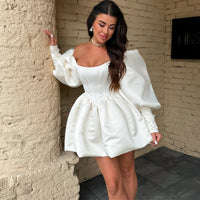 Elegant Off-Shoulder Lantern-Sleeve Dress For Women