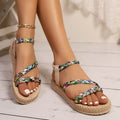 Plus Size Women's Shoes Fashion Thin Strap Flat Sandals