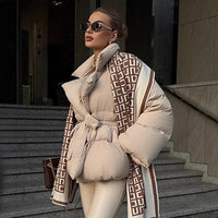 Waist-controlled Lace-up Lapel Long Sleeve Cotton Jacket