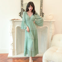 Women's Casual Long Sleeve Mesh Lace Nightdress
