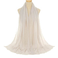 Pleated Viscose Yarn Monochrome Scarf Natural Wrinkled Cotton And Linen Burrs