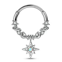 European And American Fashion Galaxy Moon Inlaid Zircon Closed Mouth Nose Ring
