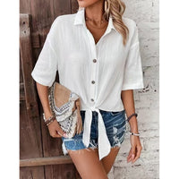 Women's Solid-Color Casual Shirts From Europe And America