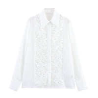 Fashionable Embroidered See-through Women's Long-sleeved Shirt