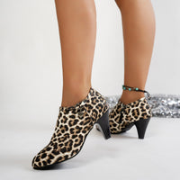 Casual Pointed Toe Stiletto Heel Ankle Love Decoration Solid Color Ankle Boots