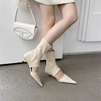 Womens French-style Pointed-toe Stiletto-heel Stretchy