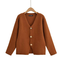 New Fashion Elegant Comfortable Commuter Metal Buckle Decoration V-neck Sweater Coat