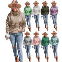 Women's High-neck Long-sleeve Rolled-edge Knit Sweater