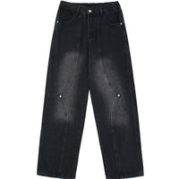 Men's Retro Patchwork Beaded Loose Jeans