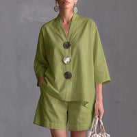 Women's Solid Color Wide-Leg Pants Suit