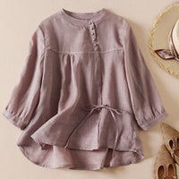 Retro Casual Style Loose-fitting Summer Pullover Shirt