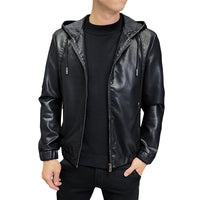 Black Wall Leather Trendy Hooded Teen Jacket Coat