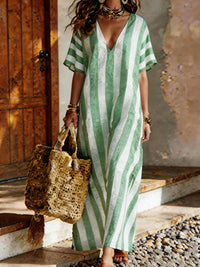 Women's Casual Short-Sleeve V-Neck Digital Print Dress