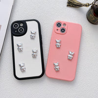 Metal Silver Three-dimensional Bear Electroplating Diy Handmade Acrylic Phone Case Material