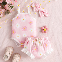 Girls' Flower Print Vest Shorts Set