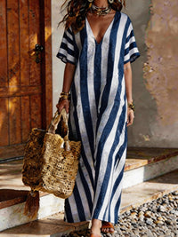 Women's Casual Short-Sleeve V-Neck Digital Print Dress