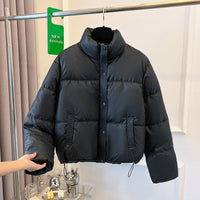 Women's Thickening Stand Collar PU Leather Disposable Cotton-padded Jacket