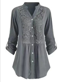 Women's Solid Color Casual Loose V-neck Shirt